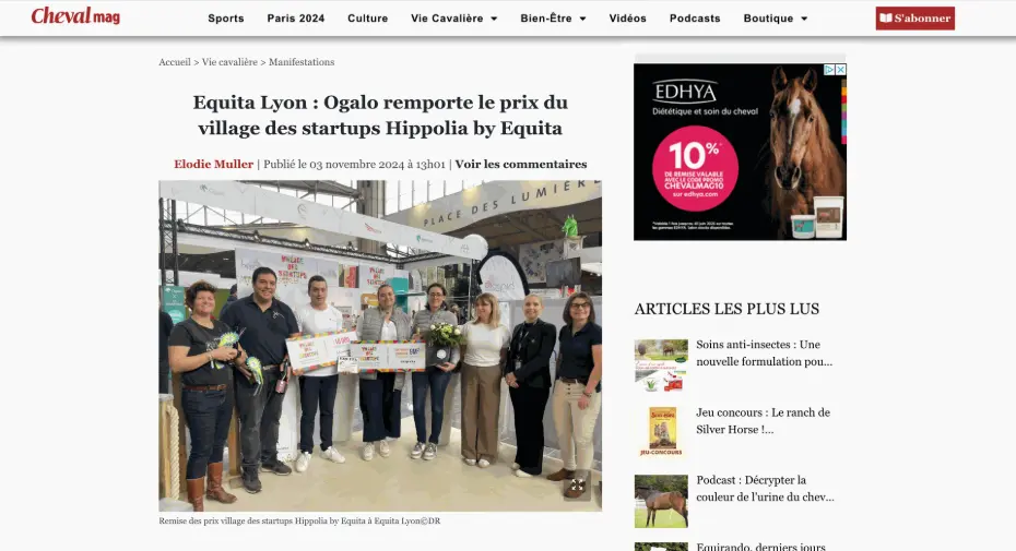 Ogalo remporte le concours stratups Equita Lyon 2024