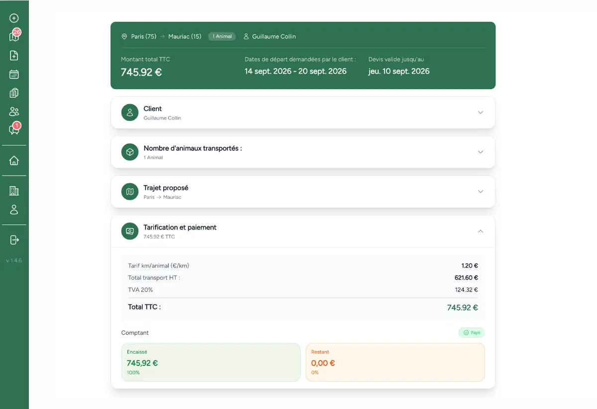 Fonction paiement sécurisé transport Ogalo