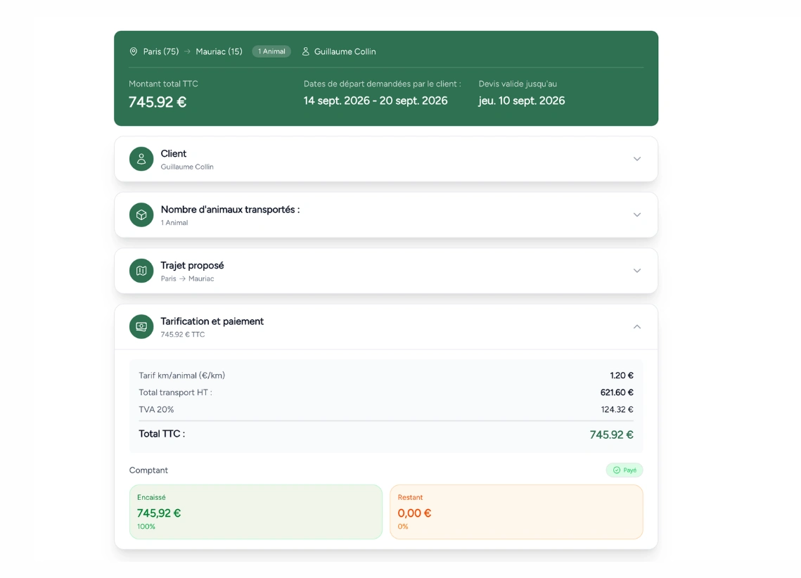 Fonction paiements sécurisés transport Ogalo